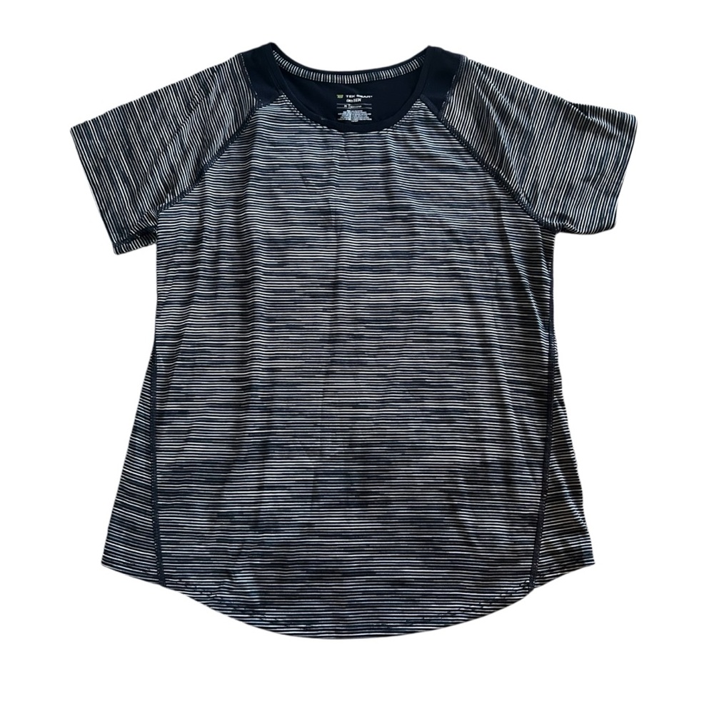 [Tek Gear] Black and Gray Striped Athletic Tee